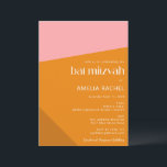 Modern geometrisch rosa Burnt Orange Bat Mitzvah Einladung<br><div class="desc">Moderne,  fett geometrische Rosa und Burnt Orange Formen Bat Mitzvah Einladung</div>