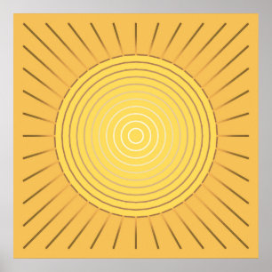 Modern geometrisch Sunburst - Mustard Gold / Gelb Poster