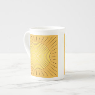 Modern geometrisch Sunburst - Mustard Gold / Gelb Prozellantasse