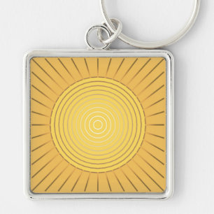 Modern geometrisch Sunburst - Mustard Gold / Gelb Schlüsselanhänger