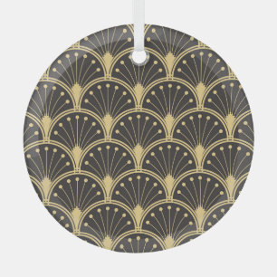 Modern geometrische, goldgedeckte Fliesen Ornament Aus Glas