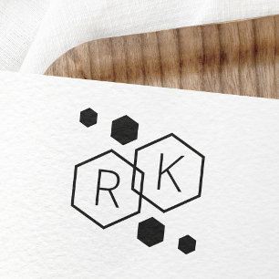 Modern geometrische Hexagons Hochzeitmonogramm Gummistempel