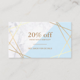 Modern Geometrisches Gold-Marmor-Pastell Blue Coup Visitenkarte