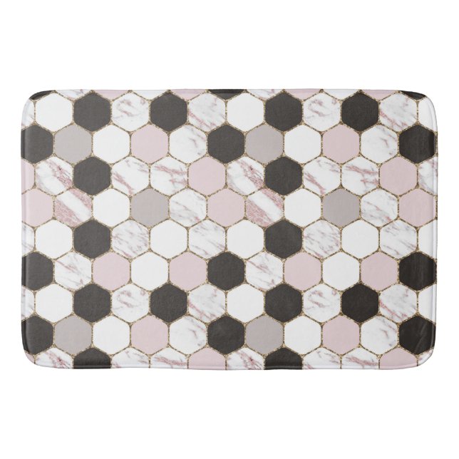Modern geometrisches Marble Hexagon-Muster Badematte (Vorderseite)