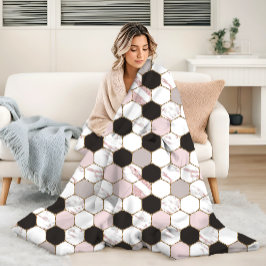Modern geometrisches Marble Hexagon-Muster Fleecedecke