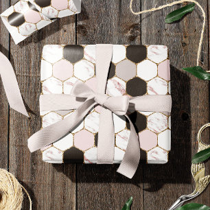 Modern geometrisches Marble Hexagon-Muster Geschenkpapier