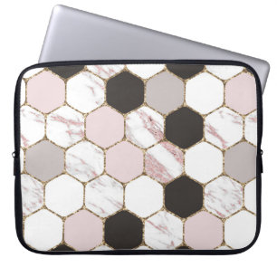 Modern geometrisches Marble Hexagon-Muster Laptopschutzhülle
