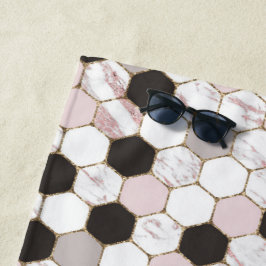 Modern geometrisches Marble Hexagon-Muster Strandtuch