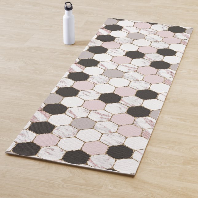 Modern geometrisches Marble Hexagon-Muster Yogamatte (Beispiel)