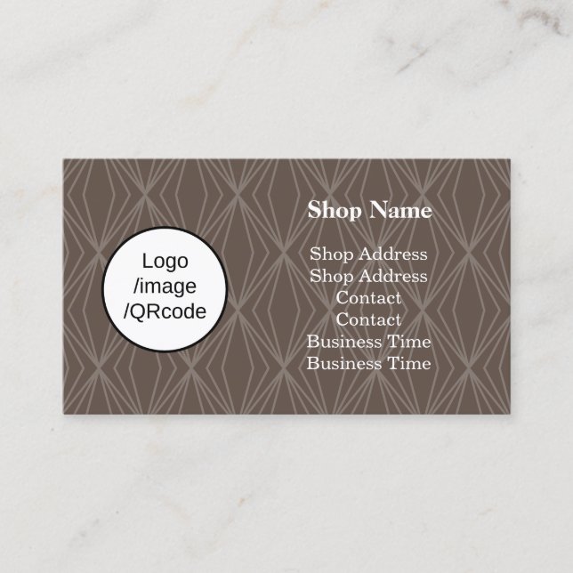Modern Geometry Brown Shop Visitenkarte (Vorderseite)