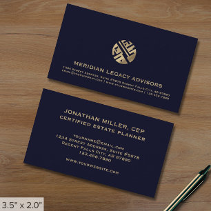 Modern gestaltete Navy Blue and Gold Logos Visitenkarte