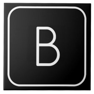 Modern gestaltetes Anfangsmonogramm   Weiß & Schwa Fliese
