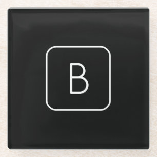Modern gestaltetes Anfangsmonogramm   Weiß & Schwa Glasuntersetzer