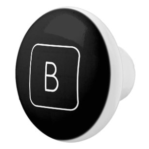Modern gestaltetes Anfangsmonogramm Weiß & Schwa Keramikknauf