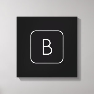 Modern gestaltetes Anfangsmonogramm Weiß & Schwa Leinwanddruck