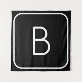 Modern gestaltetes Anfangsmonogramm | Weiß & Schwa Wandteppich