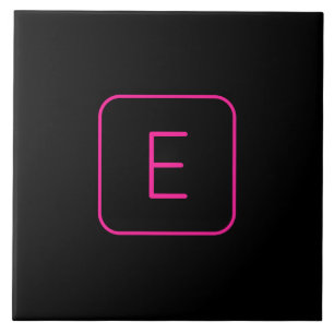 Modern gestaltetes Initial-Monogramm   Rosa & Schw Fliese