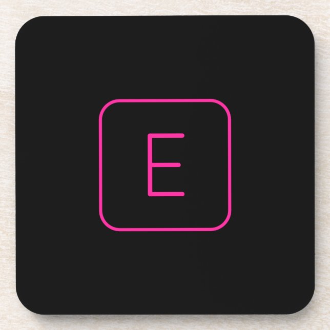 Modern gestaltetes Initial-Monogramm | Rosa & Schw Getränkeuntersetzer (Vorderseite)
