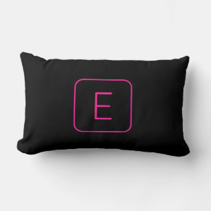 Modern gestaltetes Initial-Monogramm Rosa & Schw Lendenkissen