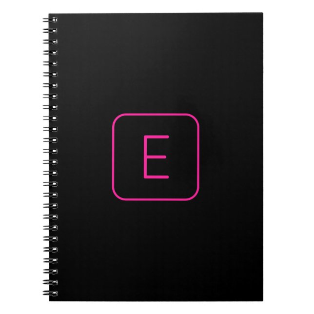 Modern gestaltetes Initial-Monogramm | Rosa & Schw Notizblock (Vorderseite)