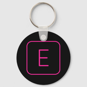 Modern gestaltetes Initial-Monogramm Rosa & Schw Schlüsselanhänger
