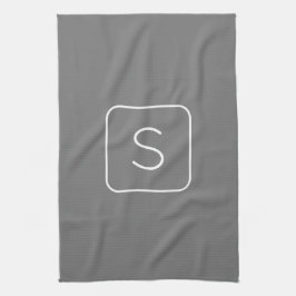 Modern gestaltetes Initial-Monogramm | Weiß und Gr Geschirrtuch