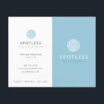 Modern gestaltetes Logo Blue Clearing-Merkblatt Flyer<br><div class="desc">Diese einfache und moderne Reinigungsbroschüre/Flyer mit einem dunkelblauen Hintergrund und einem Besen-Logo. Personalisieren Sie es für Ihre Bedürfnisse. Ideal für Dienstmädchen oder Zuhause- und Büroreiniger. Ändern Sie die Farbe des Ovales und personalisieren Sie Ihre Bedürfnisse. In meinem Geschäft finden Sie passende Produkte.</div>