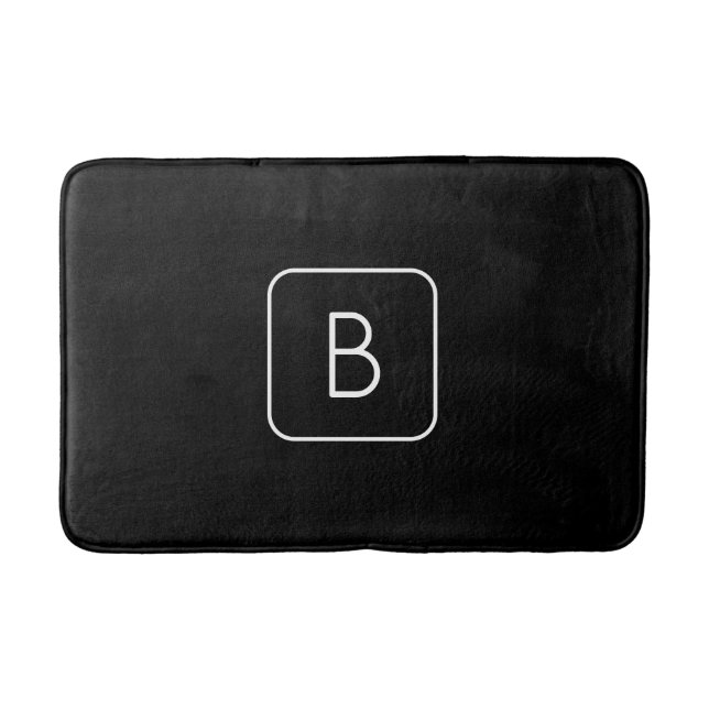 Modern gestyltes Anfangsmonogramm | Weiß und Schwa Badematte (Vorderseite)