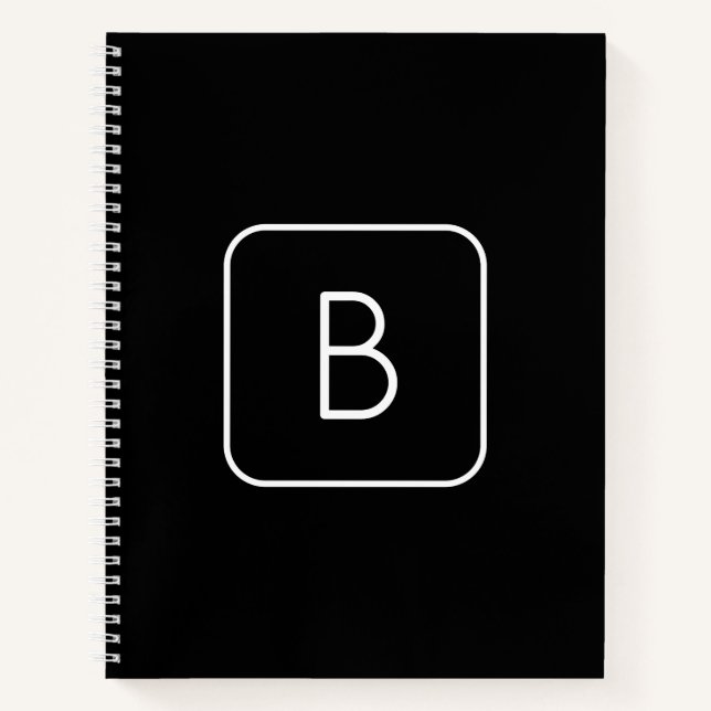 Modern gestyltes Anfangsmonogramm | Weiß und Schwa Notizbuch (Vorderseite)
