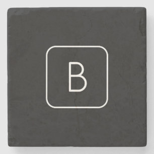 Modern gestyltes Anfangsmonogramm Weiß und Schwa Steinuntersetzer