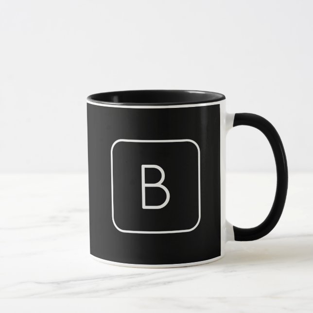 Modern gestyltes Anfangsmonogramm | Weiß und Schwa Tasse (Rechts)