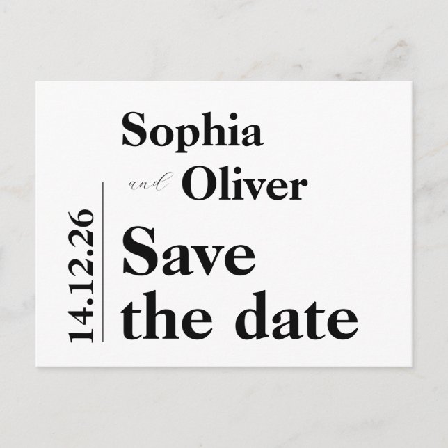 Modern gewagte Typografie Save the Date Postkarte (Vorderseite)