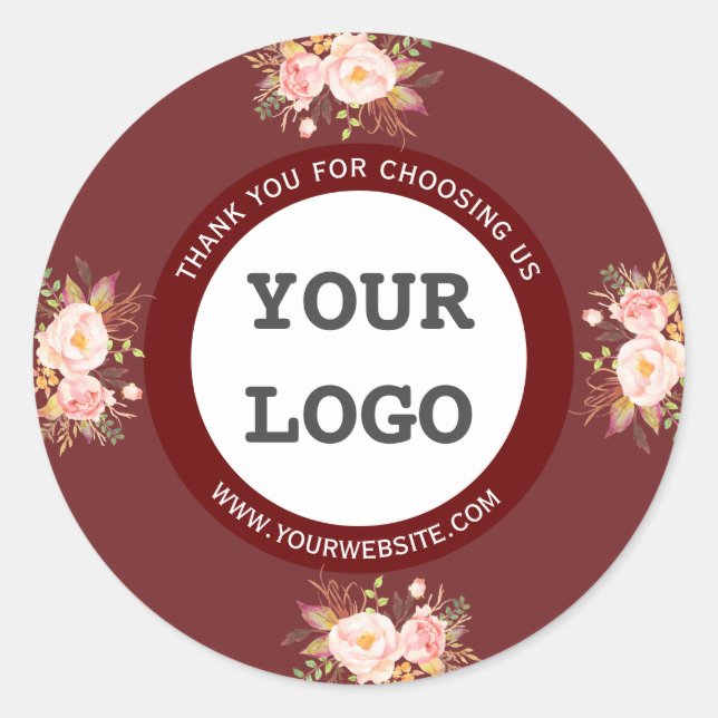 Modern gewellte rosa Blume Branding Runder Aufkleber (Vorderseite)