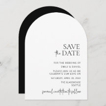Modern, gewölbt, weiß und schwarz, Save the Date