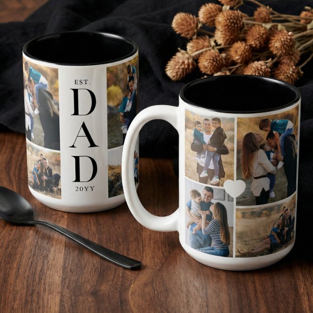 Modern Gift For Dad Custom Photo Collage Keepsake Zweifarbige Tasse (Modern Gift For Dad Custom Photo Collage Keepsake Two-Tone Coffee Mug)