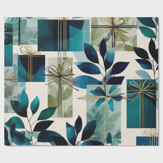 Modern Gift Wrap | Elegant Botanical Design Geschenkpapier (Flach)