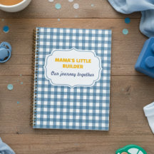 Modern Gingham Blue Mama's Little Builder Personal
