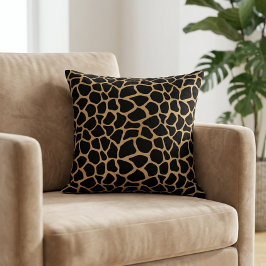 Modern Giraffe Animal Print Safari Brown Black Kissen