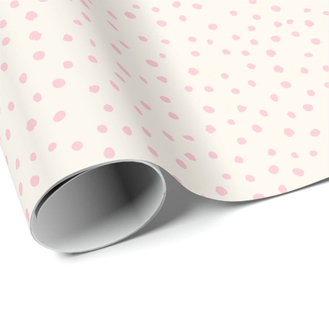 Modern Girl Birthday Baby Pink Small Polka Dot Geschenkpapier (Rolleneckpunkt)