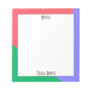 Modern Girl Coral Pink Blue Green Mit Monogramm Notizblock