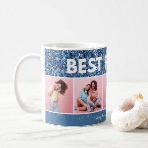 Modern Girl Foto Drehbuch Blau Glitzer Bestenfreun Kaffeetasse