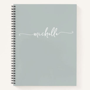 Modern Girl Sage Green Script Monogram Name Notizbuch