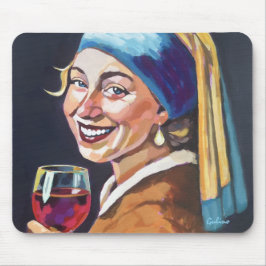 Modern Girl w/ a Pearl Earring - Vermeer Inspired Mousepad