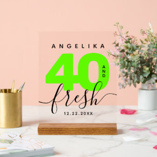 Modern Girly Bright Green 40 und Fresh Acrylschild