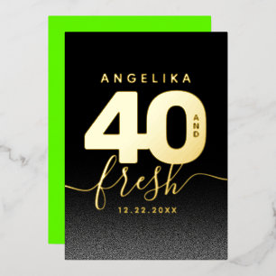 Modern Girly Bright Green 40 und Fresh Folieneinladung