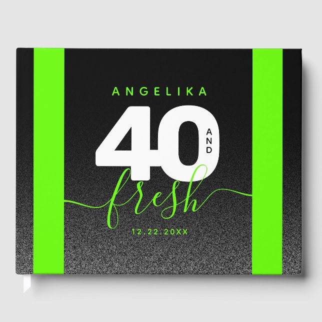 Modern Girly Bright Green 40 und Fresh Gästebuch (Vorderseite)