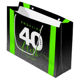 Modern Girly Bright Green 40 und Fresh Große Geschenktüte