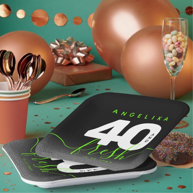 Modern Girly Bright Green 40 und Fresh Pappteller (Multi)