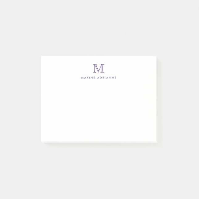 Modern Girly Chic Lila Violet Monogram Post-it Klebezettel (Vorderseite)