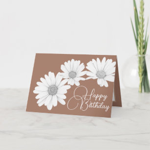 Modern Girly Daisies Floral Blume Mocha Birthday Karte